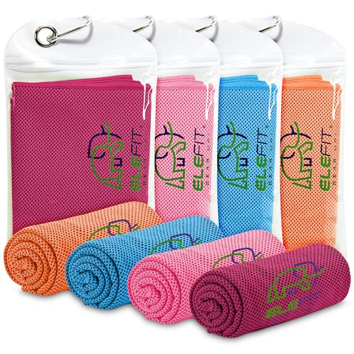 Cooling Towels (4 Pack) - Instant Cooling Technology, Quick Dry, Breathable - Perfect for Outdoor Activities like Running, Fishing, Sports, Vacations, Workouts, Gym, Yoga, Walking